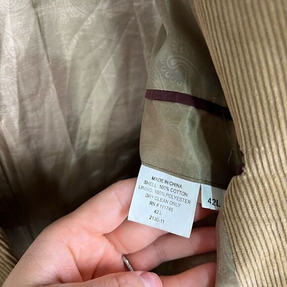 Alan Flusser Mens Corduroy blazer Size 42L Cotton Tan Brown Sport Coat - Picture 10 of 15